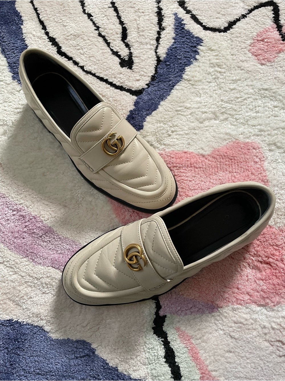 Gucci Marmont Matelasse loafers in ivory leather Women's 36 US 6